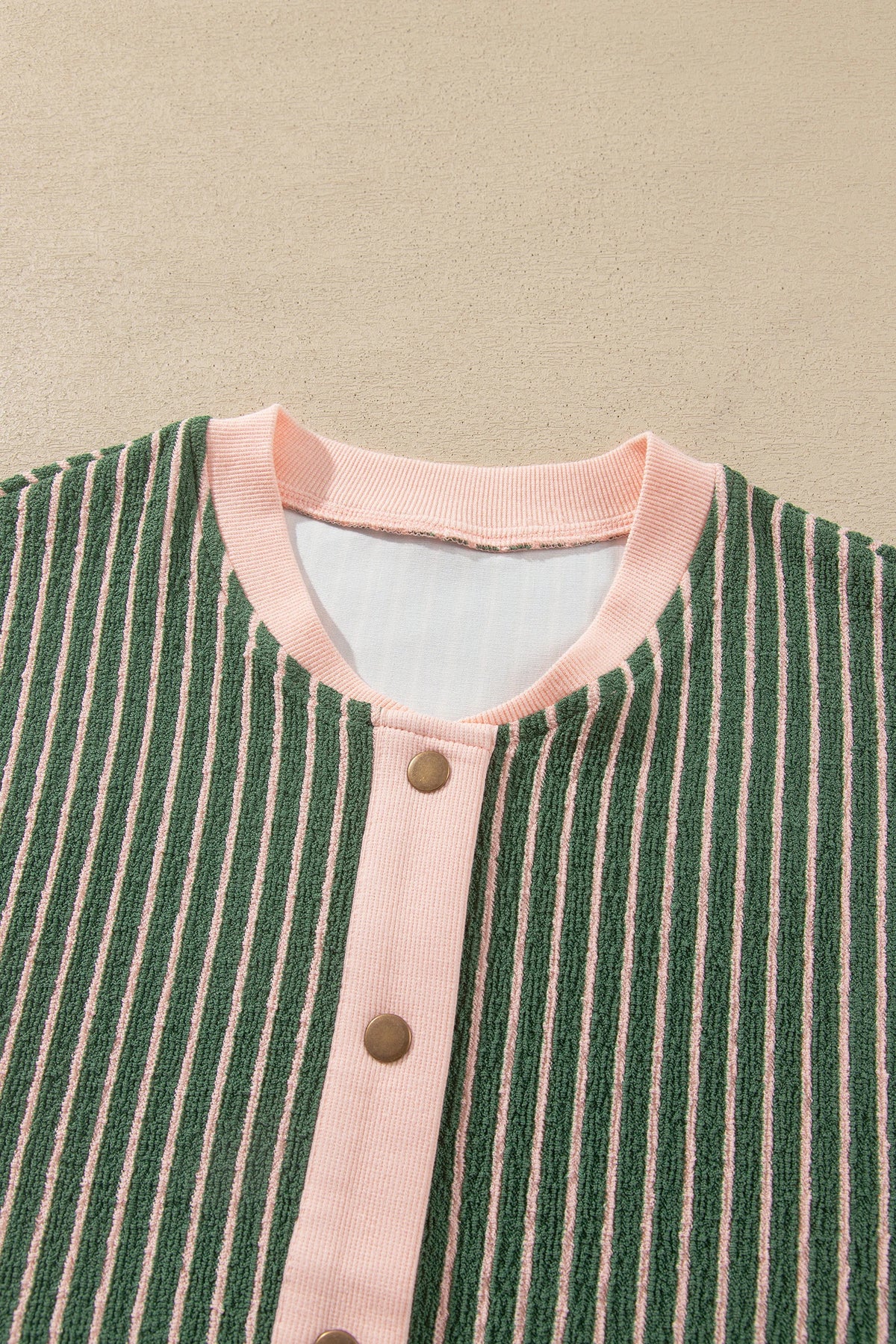 Stripe Contrast Trim Buttoned V-Neck Cardigan