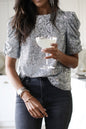 Ruched Puff Sleeve Sequin Top