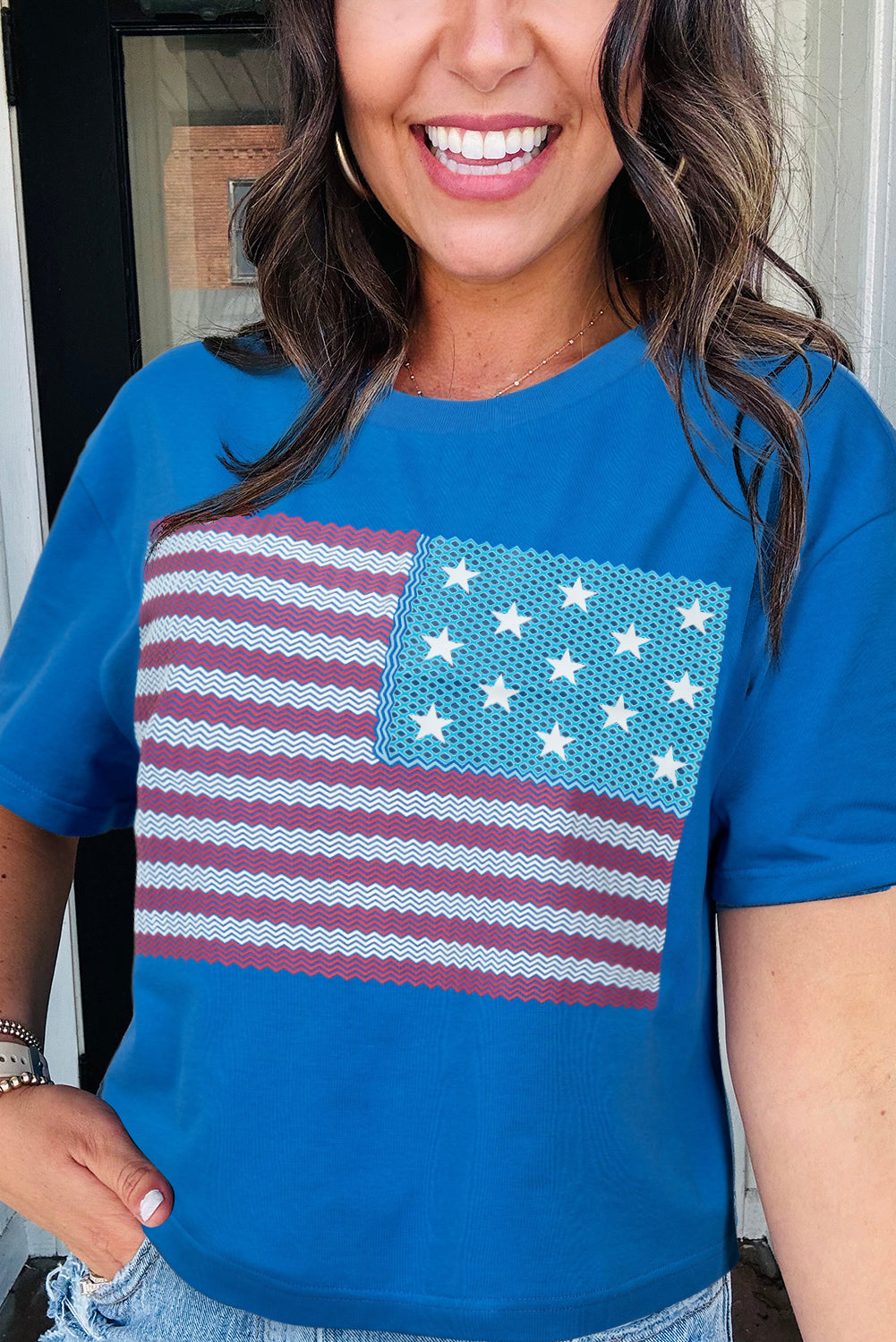 American Flag Crewneck Tee