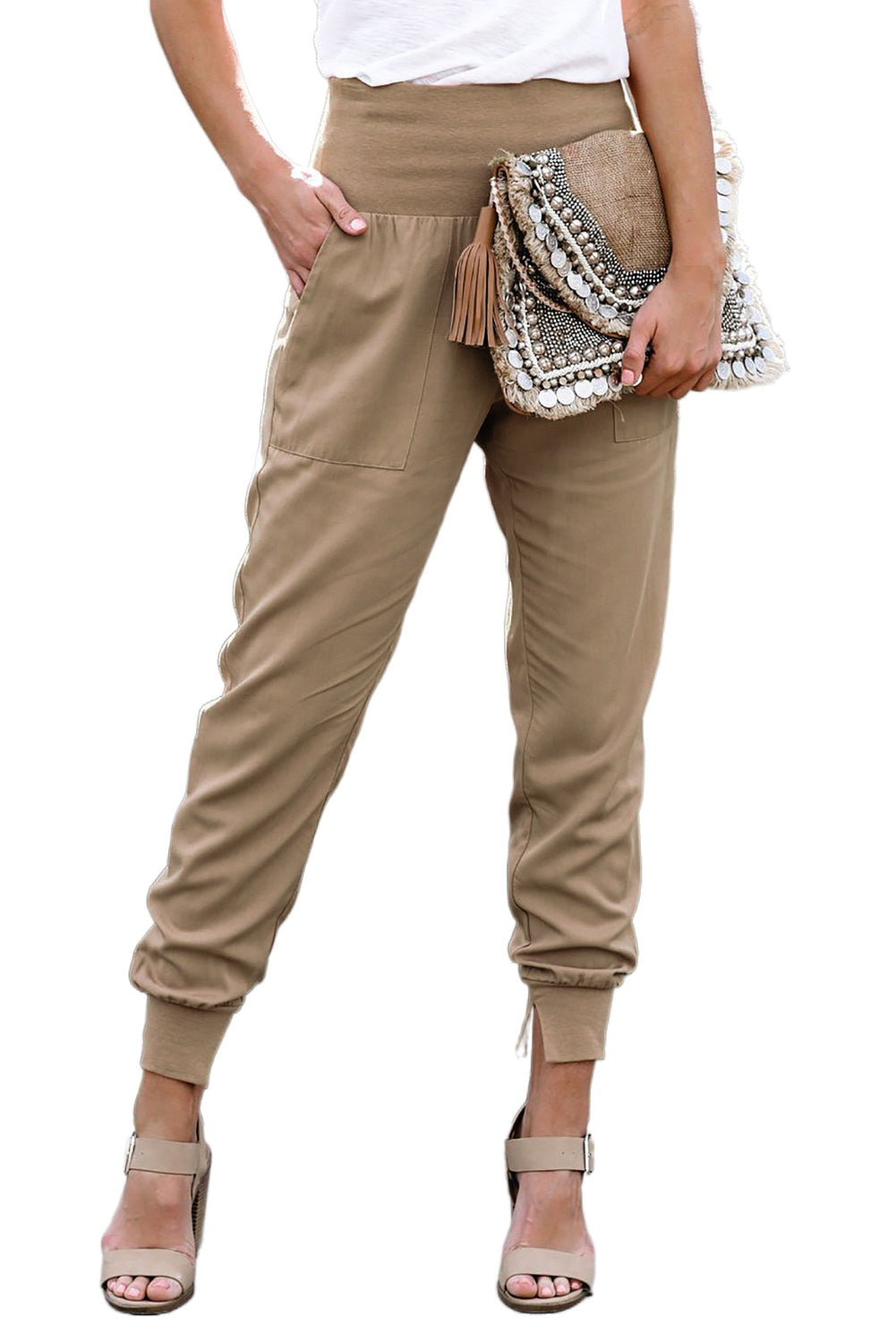 High Waist Pocketed Jogger Pants