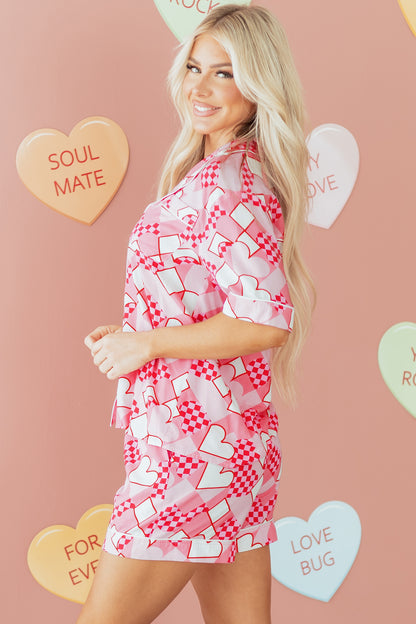 Valentine Heart Shirt and Shorts Pajama Set