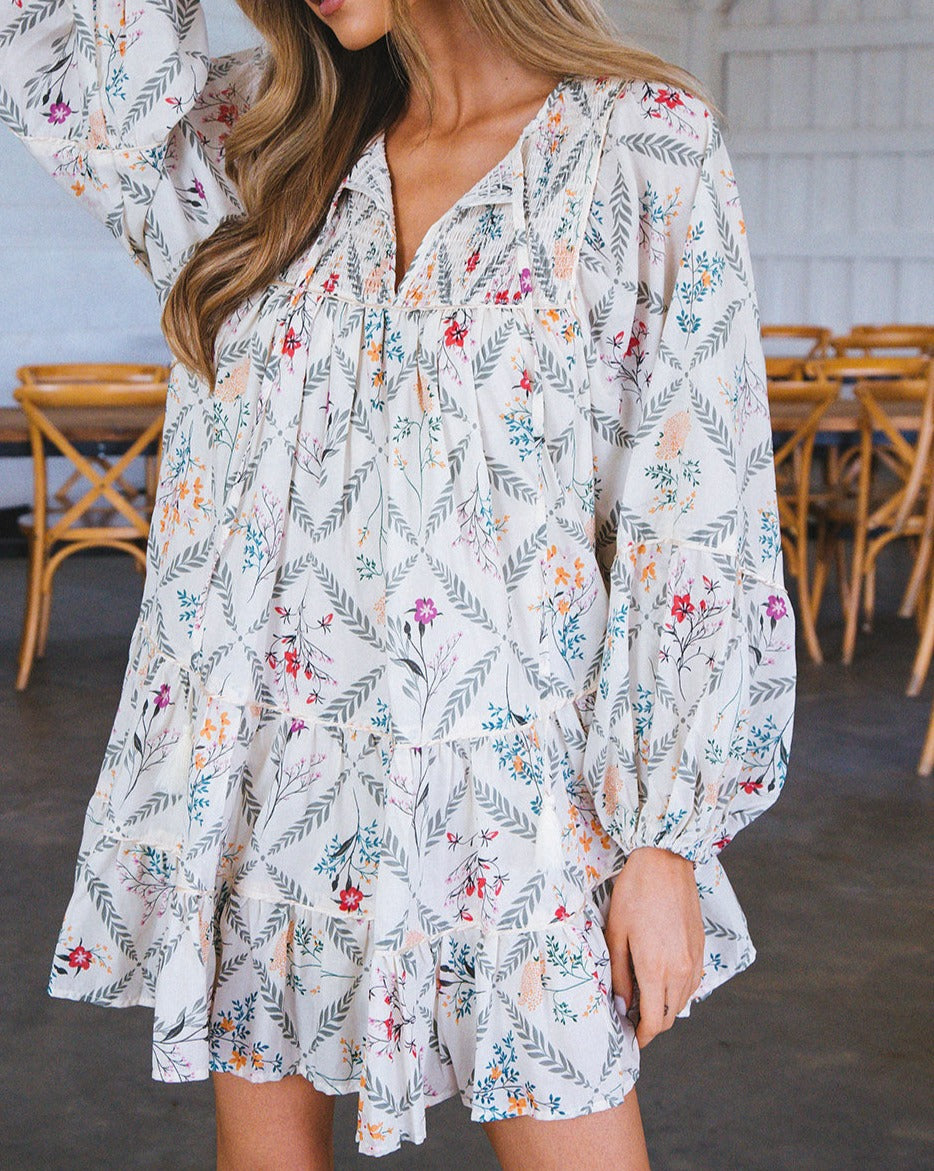 Boho Floral Ruffle Dress