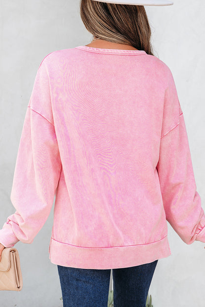 Solid Bow Patchwork Mineral Wash Sweatshirt