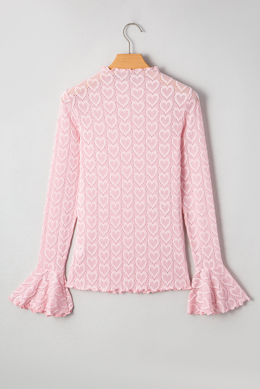 Valentine Heart Mock Neck Flare Long Sleeve Top