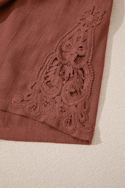 Lace Patchwork Drawstring High Waist Shorts