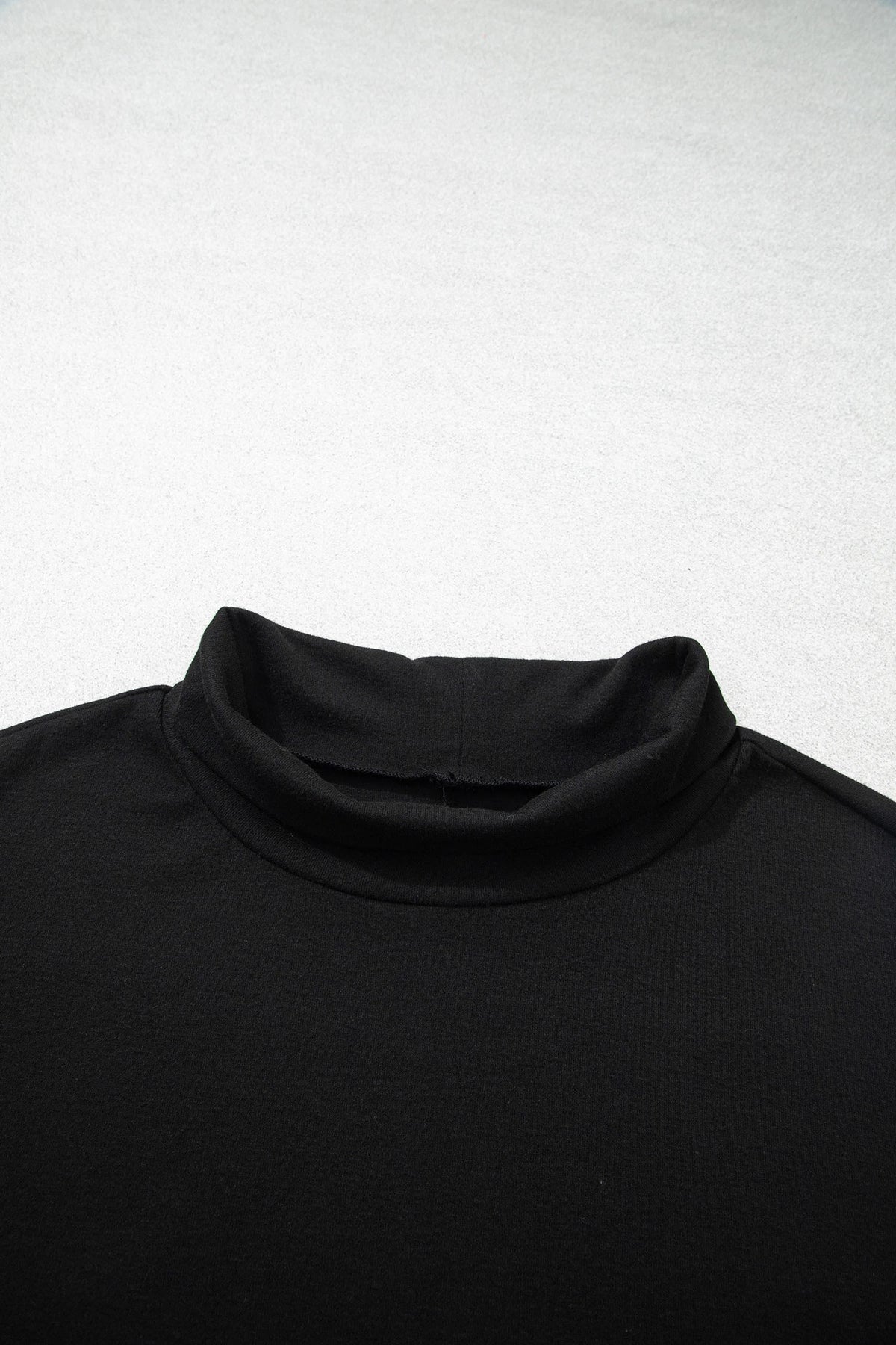 Solid Turtleneck Dolman Long Sleeve Top