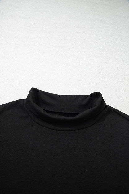 Solid Turtleneck Dolman Long Sleeve Top