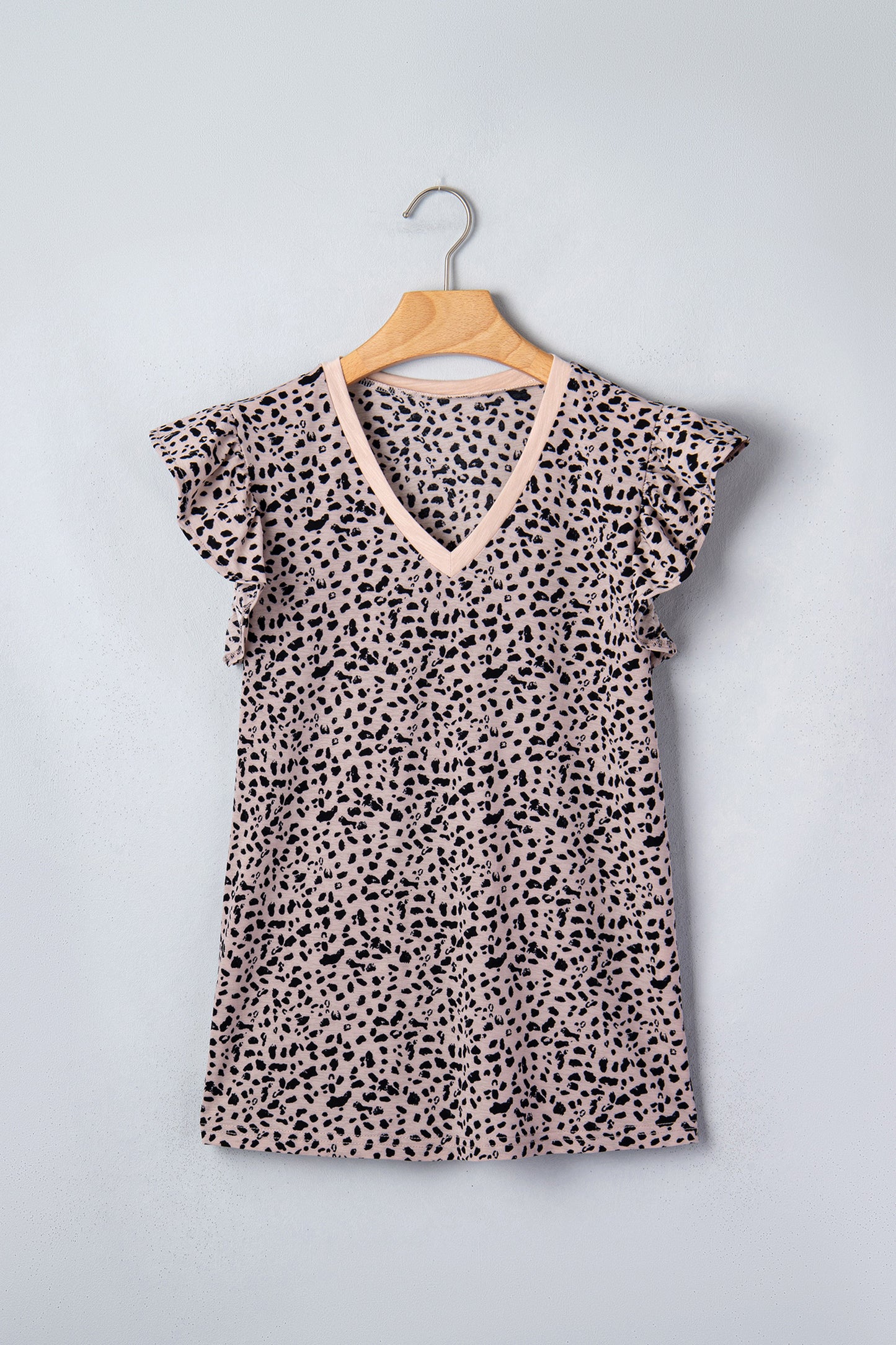 Cheetah V-Neck Ruffle Trim Tank Top