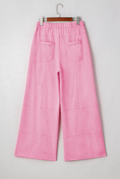 Mineral Wash Reverse Seam Drawstring Elastic Waist Pants