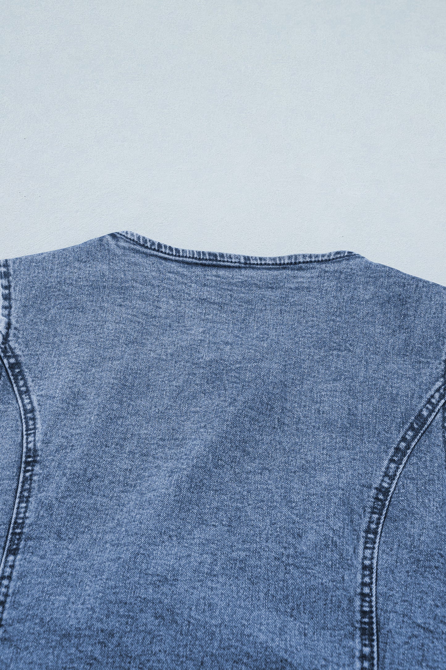 Western Denim Button Front Slit Sleeveless Vest