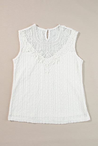 Lace Keyhole Back Tank Top