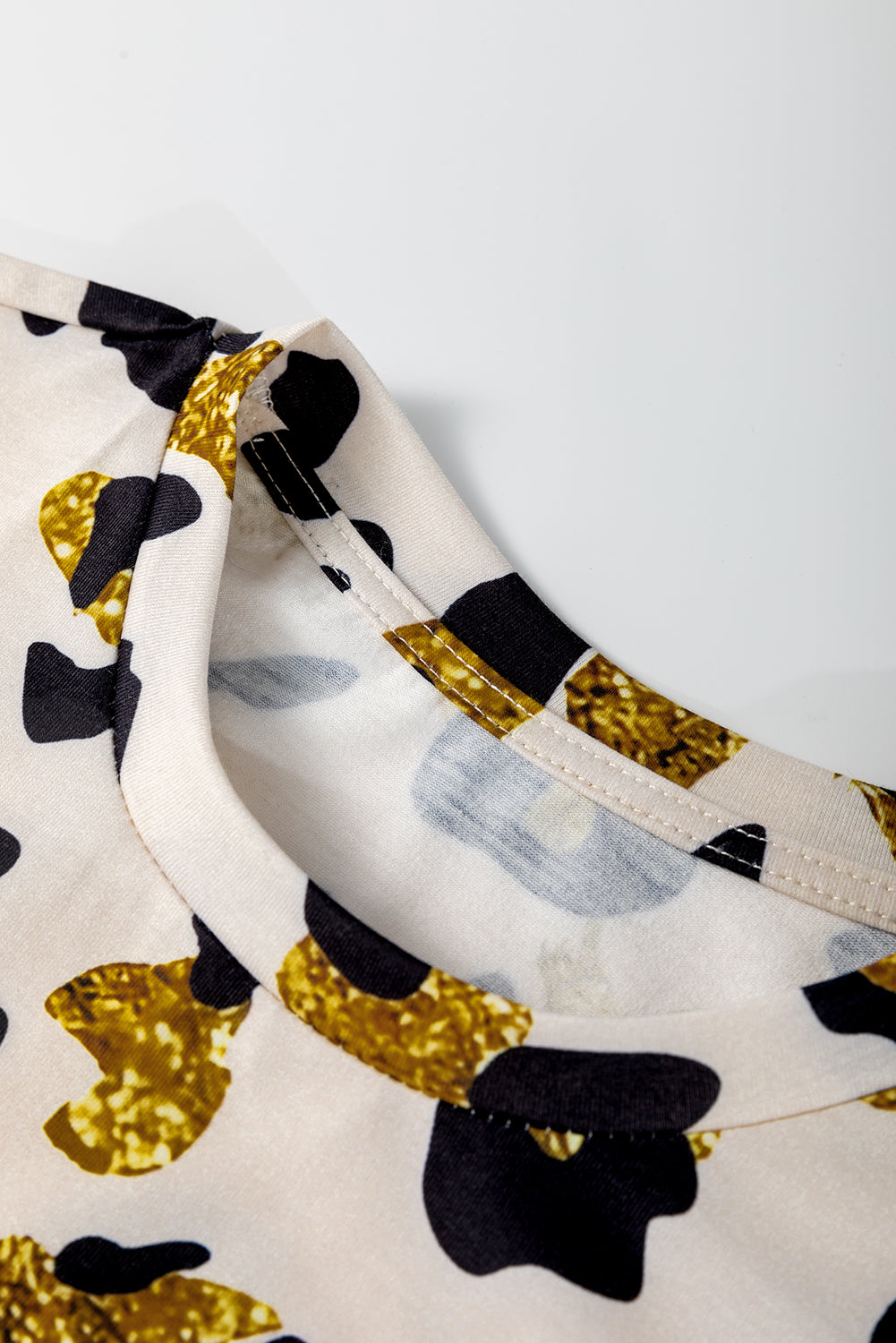 Leopard Round Neck Short Sleeve T-Shirt