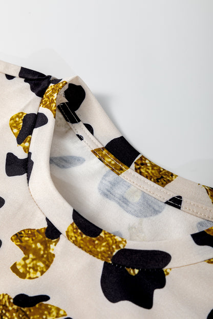 Leopard Round Neck Short Sleeve T-Shirt