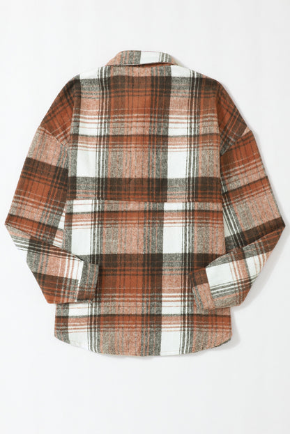 Plaid Flap Chest Pockets Shacket