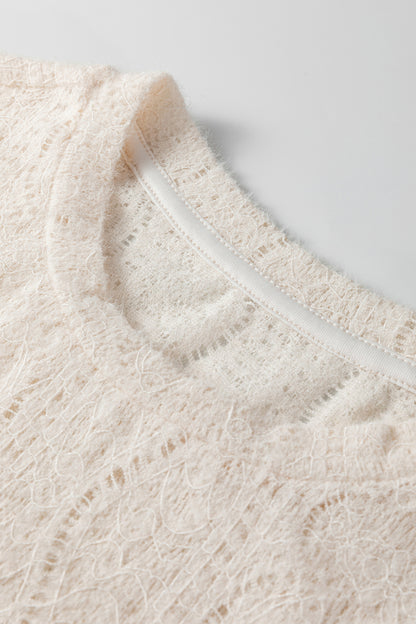Lace Semi Sheer Long Sleeve Cropped Top
