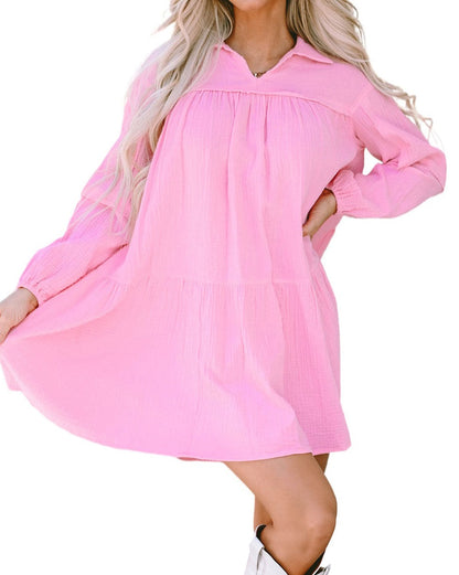 Gauze Collared Bubble Sleeve Dress