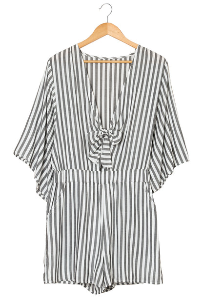 Stripe 3/4 Kimono Sleeves Romper