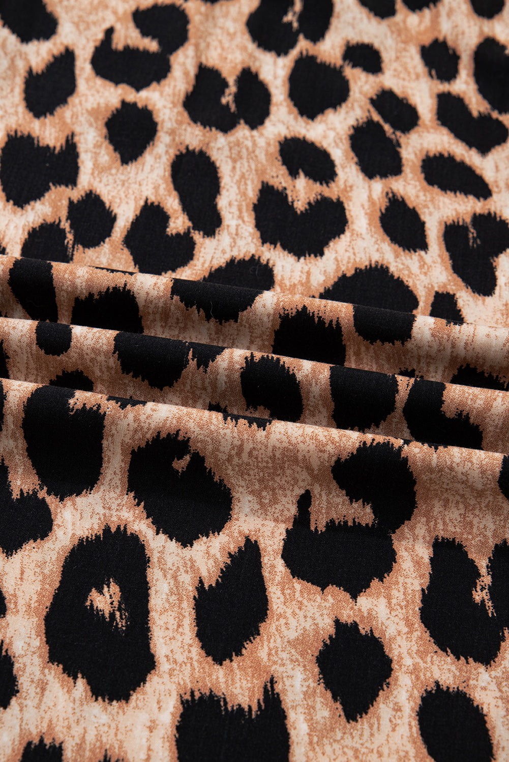 Leopard Smocked V-Neck Flowy Midi Dress