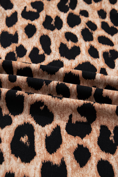 Leopard Smocked V-Neck Flowy Midi Dress