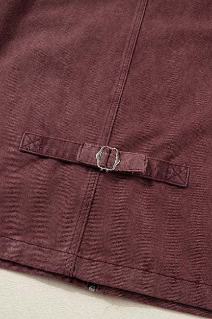 Corduroy Collar Zipped Front Denim Jacket