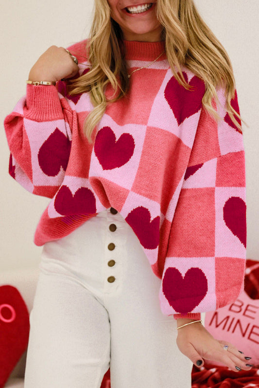 Plus Size Heart Drop Shoulder Sweater