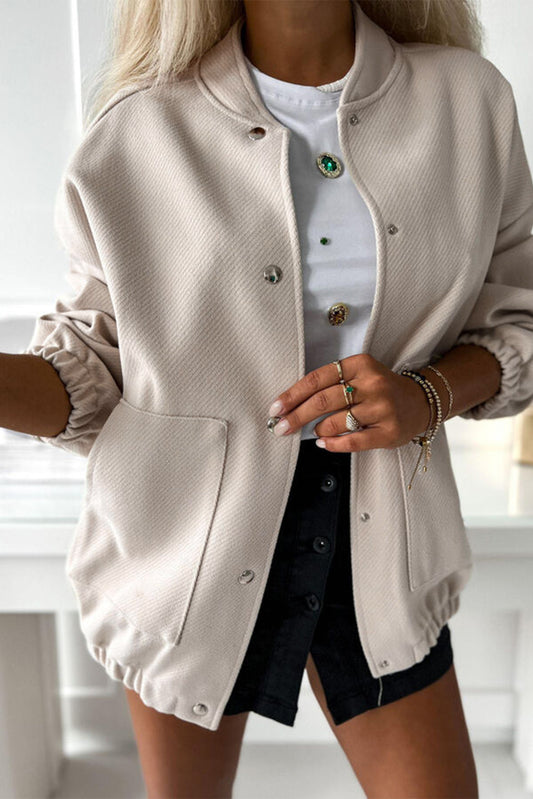 Baseball Collar Buttoned Bomber Jacket