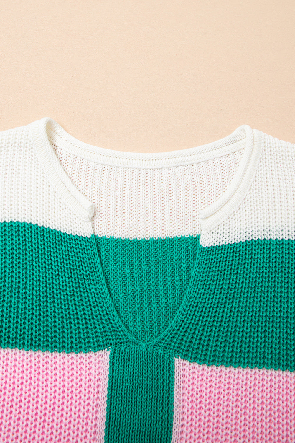 Plus Size Stripe Colorblock V-Neck Sweater
