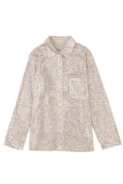 Sequin Collared Button Front Shirt