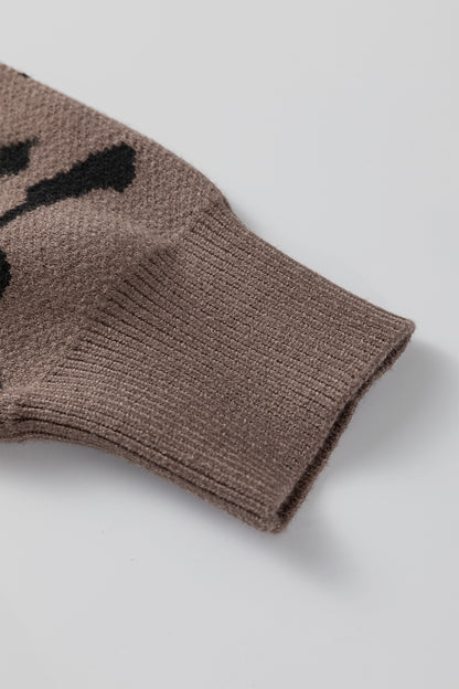 Leopard Asymmetric Drop Shoulder Sweater