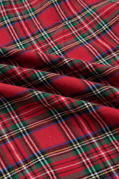 Plus Size Plaid Half Button Long Sleeve Dress