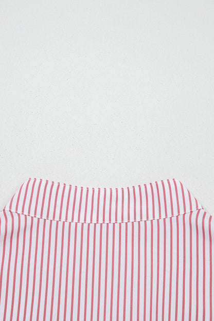 Plus Size Pinstripe Ruffle Hem Midi Dress