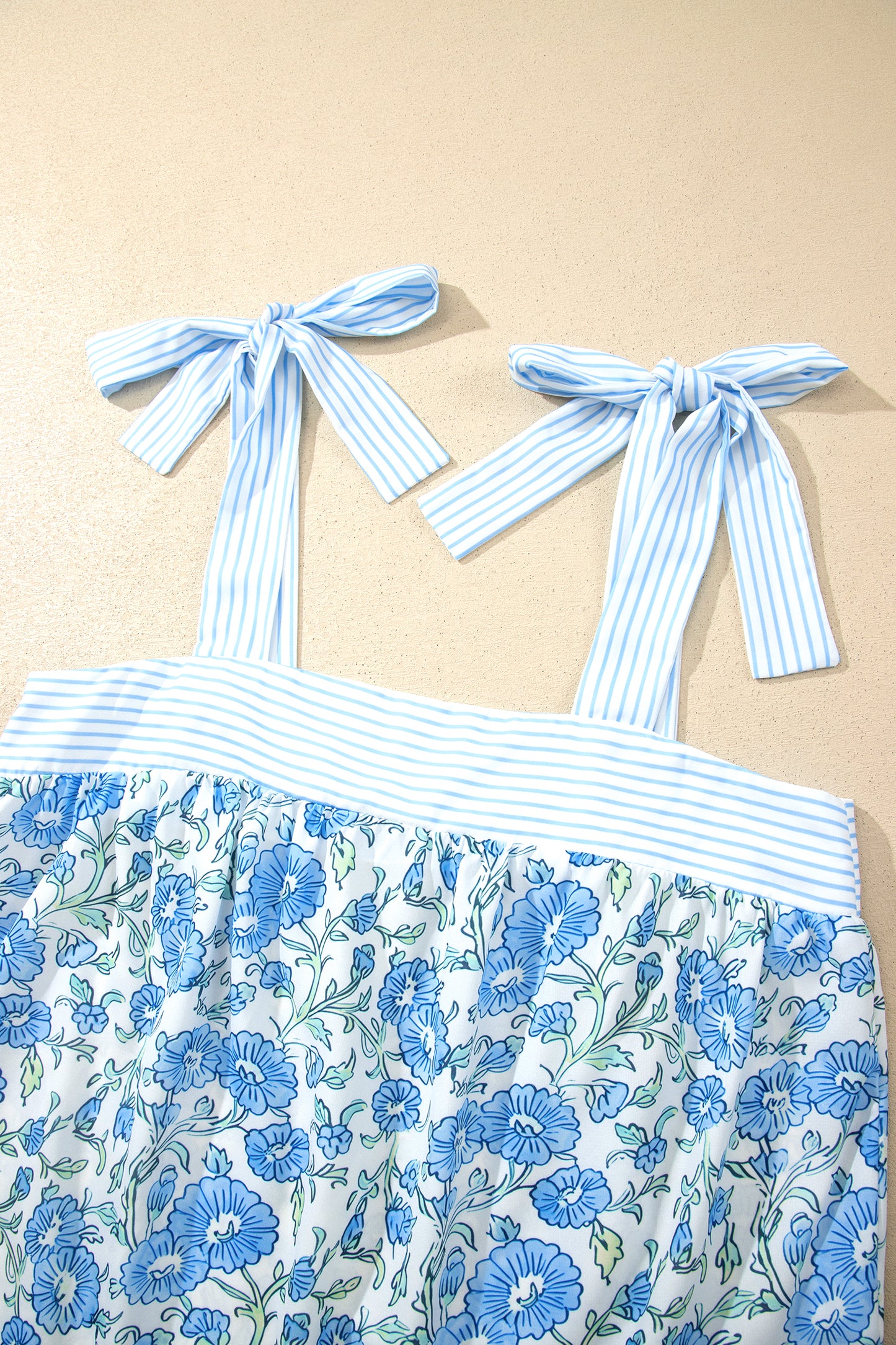 Floral Stripe Patchwork Top & Shorts Set