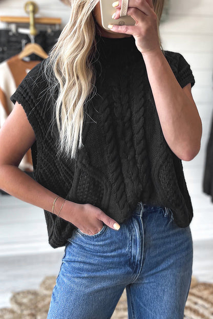 Cable Knit Textured Sweater Top