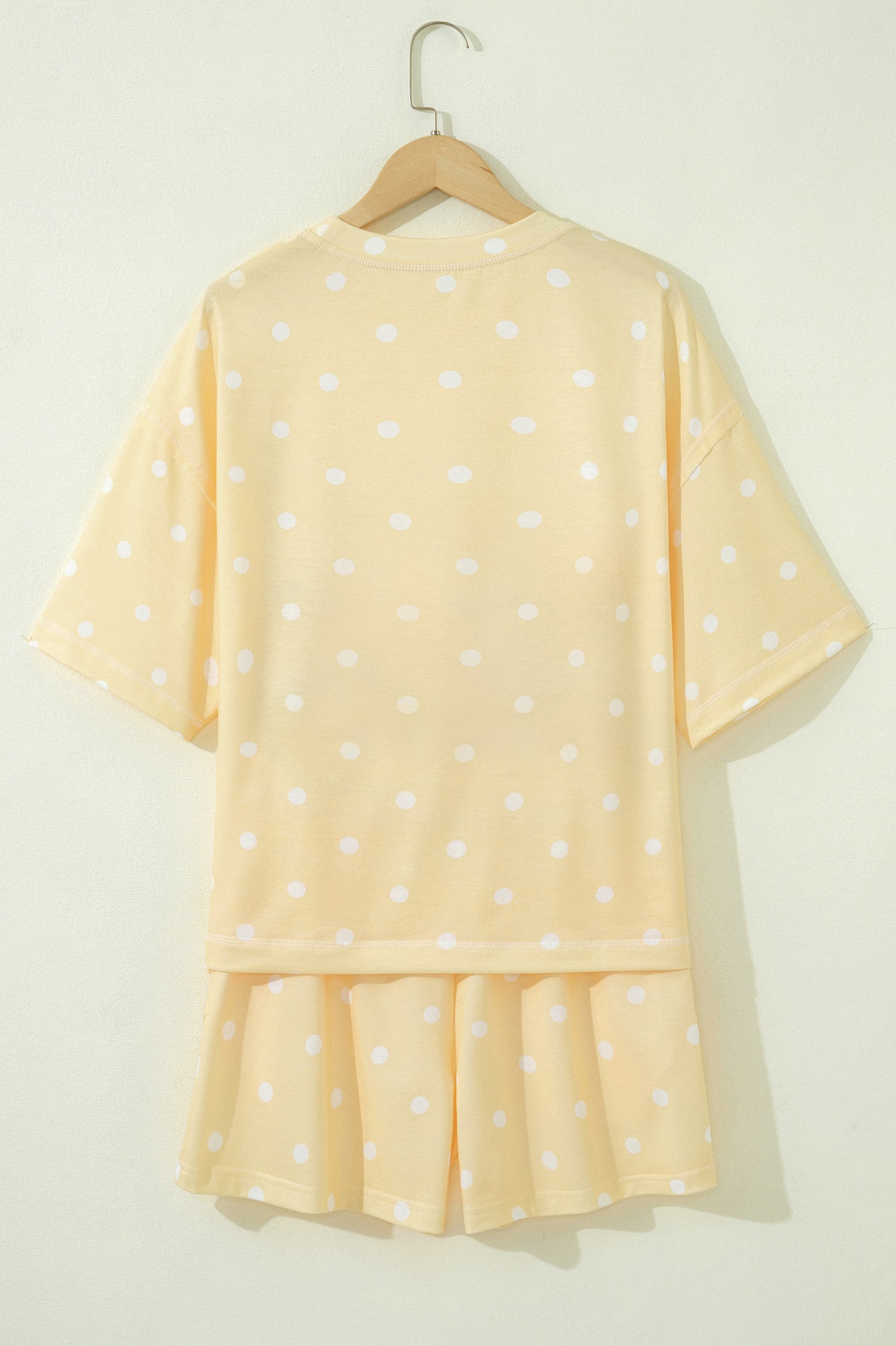 Polka Dot Loose Tee & Drawstring Shorts Set