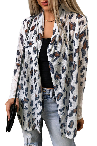 Leopard Open Front Draped Cardigan