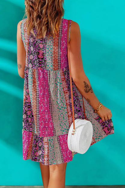 Floral Sleeveless V-Neck Mini Dress