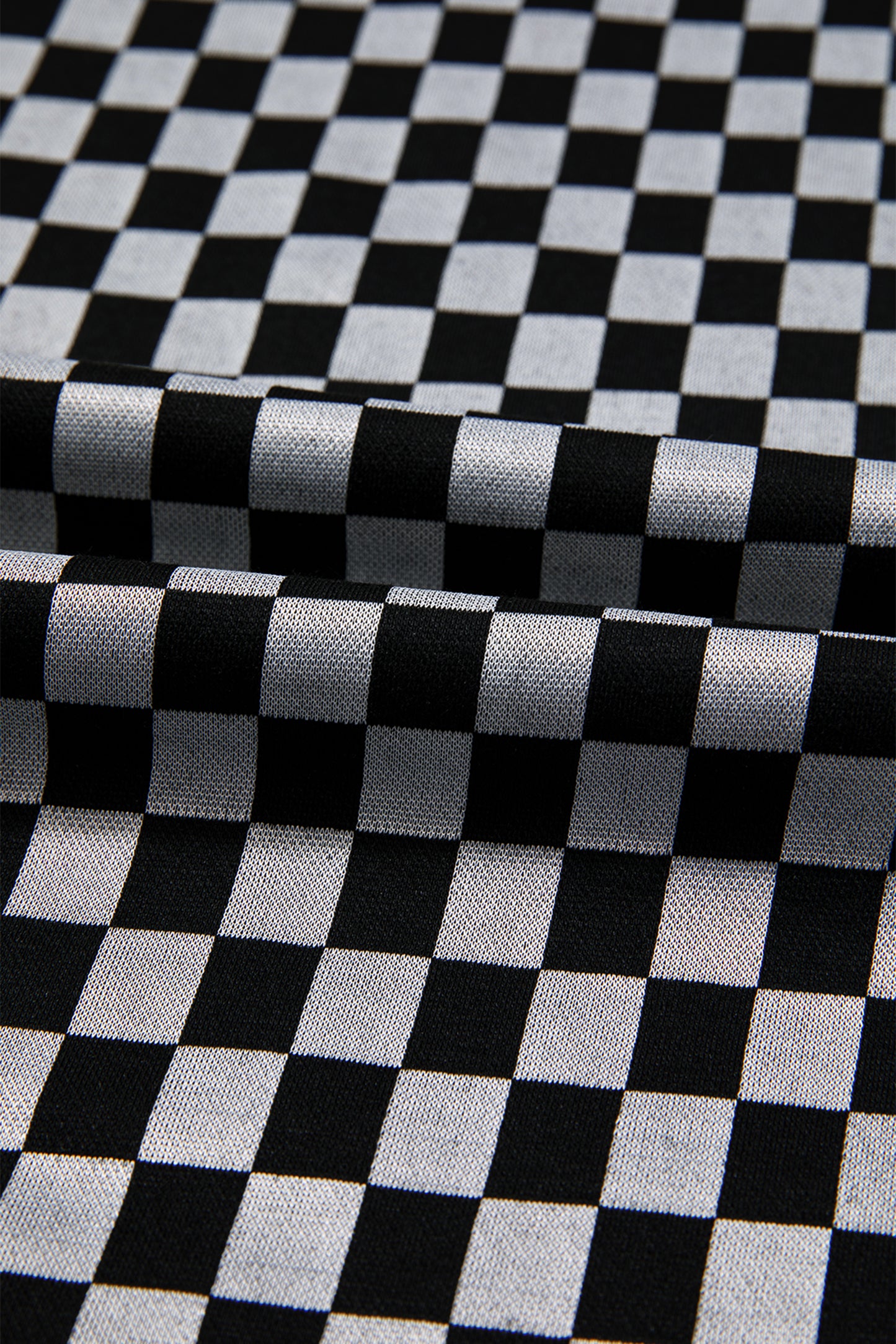 Checker Textured Patchwork Drawstring Waist Pants