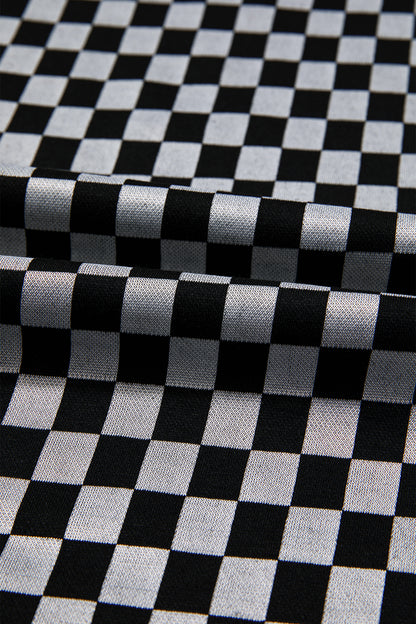 Checker Textured Patchwork Drawstring Waist Pants