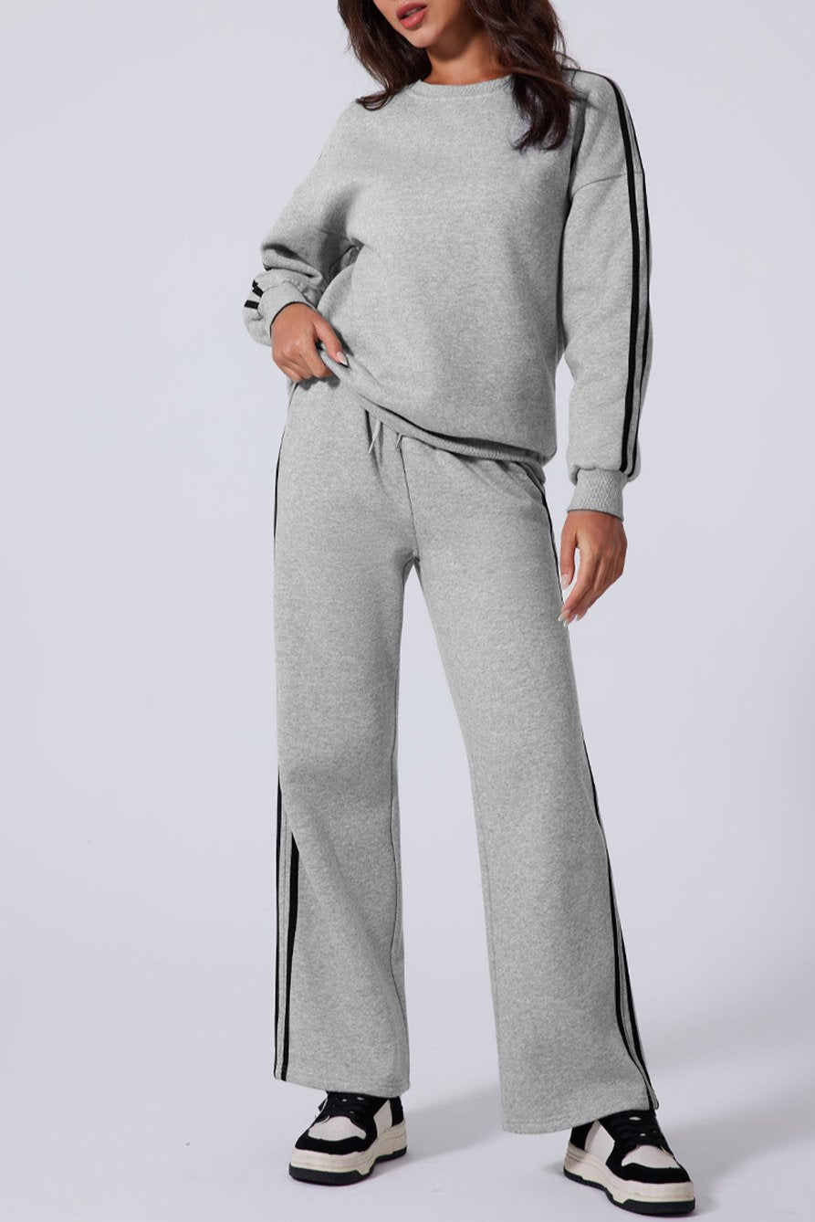 Side Stripe Sweatshirt and Pant Set