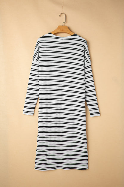 Stripe Open Front Duster Cardigan