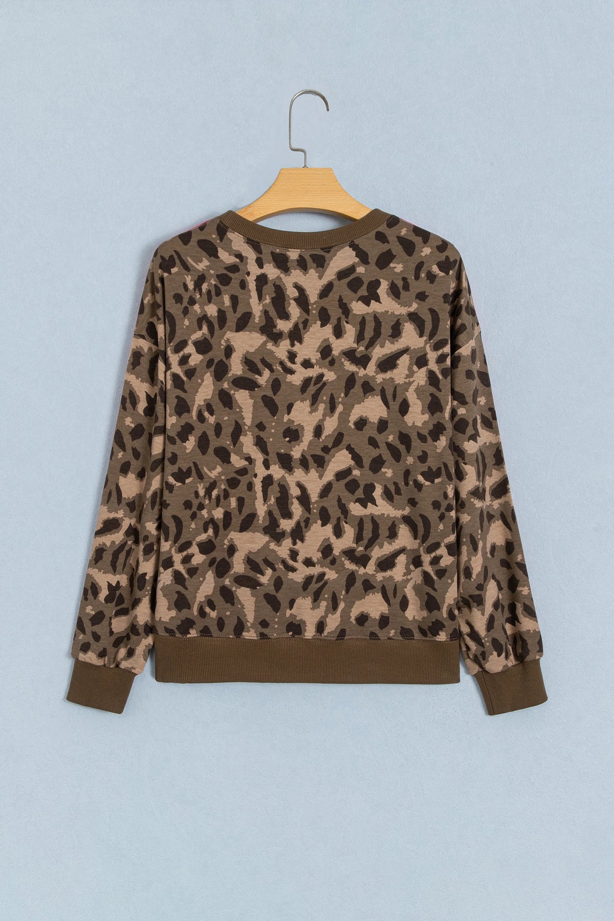 Leopard Contrast Stripe Long Sleeve Sweatshirt