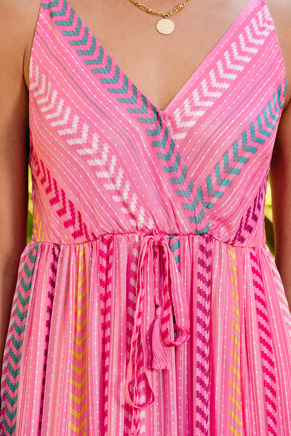 Chevron Stripe Tassel Maxi Dress