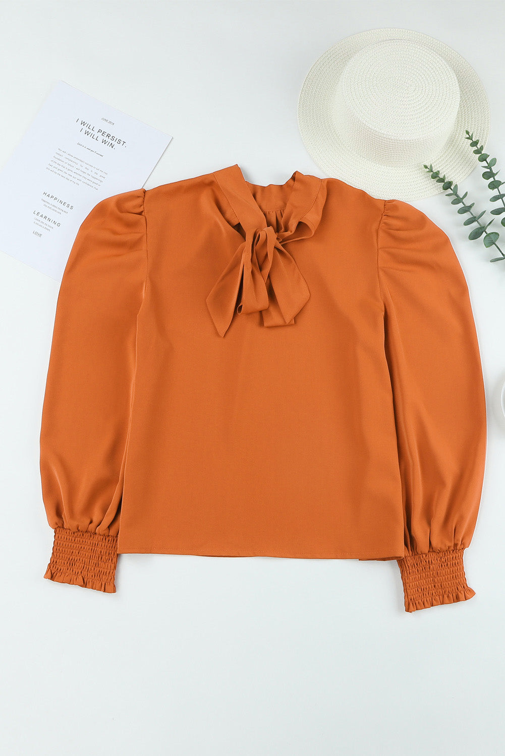 Bow Tie Puff Sleeve Blouse