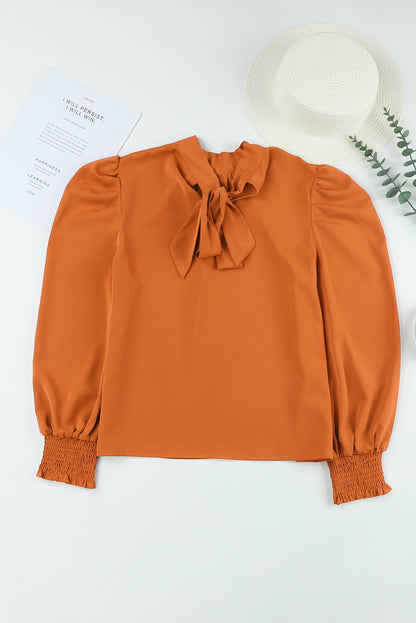 Bow Tie Puff Sleeve Blouse