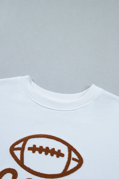 Game Day Embroidered Slogan Rugby Long Sleeve Sweatshirt