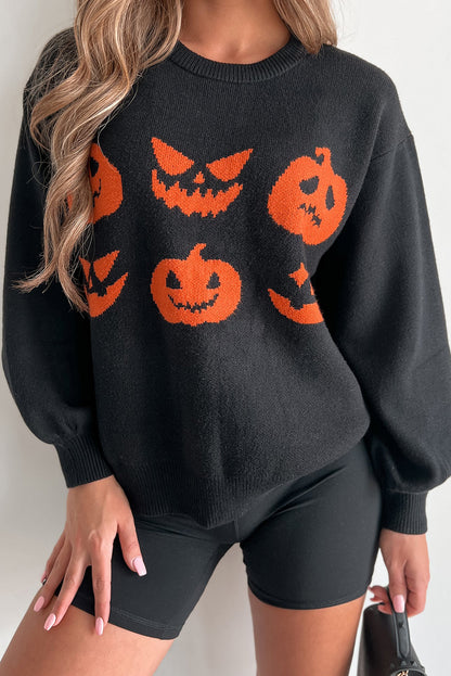 Halloween Pumpkin Drop Shoulder Sweater