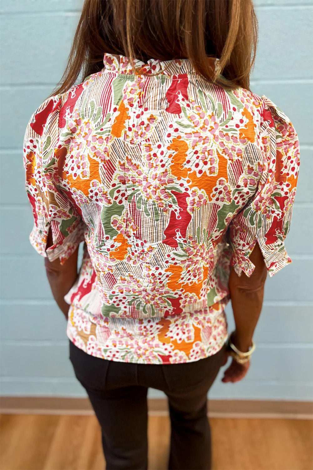 Floral Frilled Short Sleeve Blouse