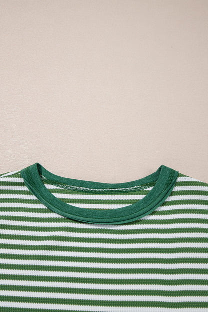 Stripe Thermal Knit Drop Shoulder Top