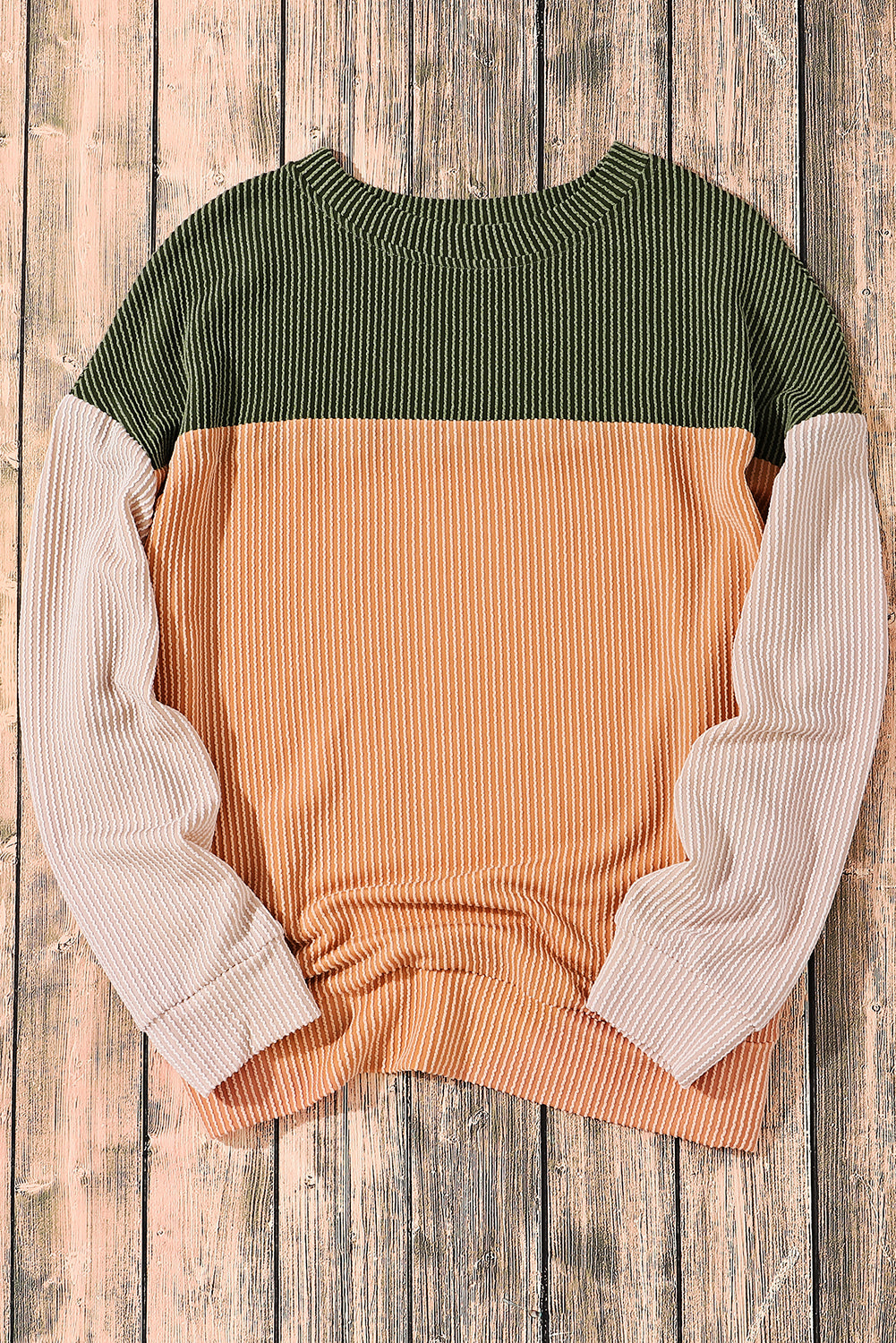 Colorblock Ribbed Long Sleeve Top