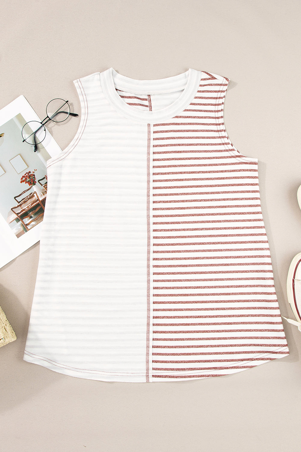 Stripe Colorblock Loose Tank Top